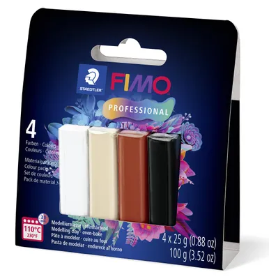 Produktbild von STAEDTLER FIMO professional 8043 Farbset "Natural Colours" im Kartonetui mit 4 Halbblöcken je 25g