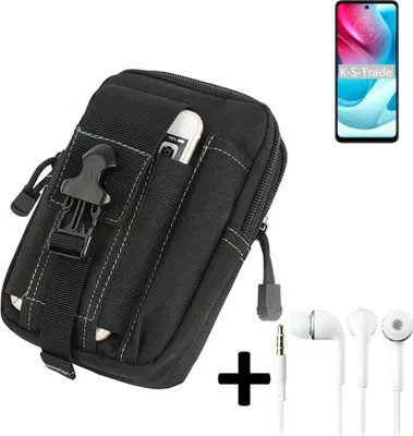Produktbild von K-S-Trade Gürteltache + Kopfhörer kompatibel mit Motorola Moto G60S Gürtel Tasche Holster Schutz Hülle Handy Hülle  schwarz inkl. Extrafächer
