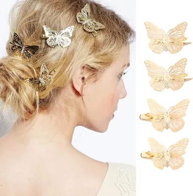 Produktbild von Schmetterling Haarspangen Gold - Rutschfeste Haarspangen Mit Starkem Halt - Haarschmuck Set für Frauen und Mädchen (Metall)