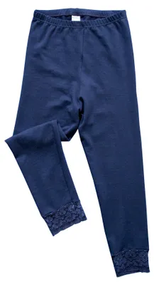 Produktbild von HERMKO 52722 Mädchen Capri-Leggings mit Raschelspitze am Abschluss, Farbe:marine, Größe:116