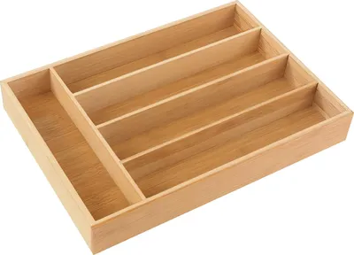 Image de Cheffinger, range-couverts bambou naturel 5 compartiments pour tiroir, marron clair