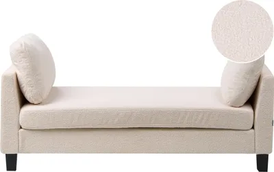 Produktbild von BELIANI Chaiselongue Cremeweiß Bouclé Gepolstert mit Kissen Beidseitig ohne Armlehnen Modern Recamière Relaxliege für Wohnzimmer Schlafzimmer Indoor