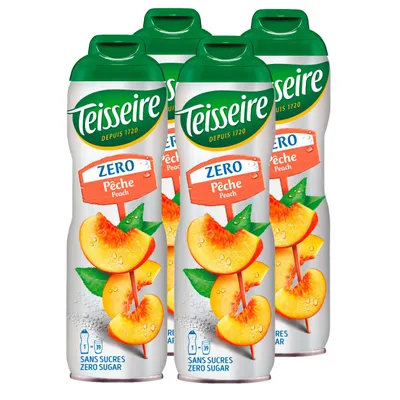 Produktbild von Teisseire Sirup Pfirsich/Peach zero Zucker 600ml - Cocktails (4er Pack)