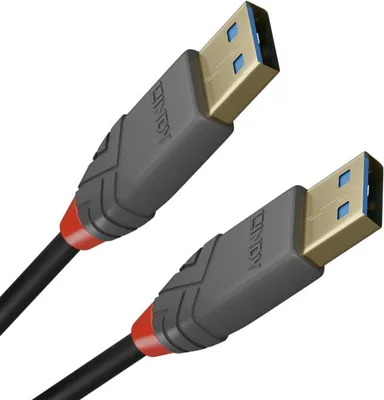Produktbild von Lindy 36753, 3 m, USB A, USB A, USB 3.2 Gen 1 (3.1 Gen 1), 5 Gbit/s, Schwarz, Grau