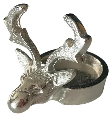Teelichthalter Hirschkopf aus Aluminium, 9,5 cm