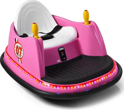Produktbild von COSTWAY 6V Kinder Autoscooter mit Fernbedienung, Elektro Fahrzeuge mit bunten Lichtern und Musik, Kinderfahrzeuge 360 Grad, Aufsitzfahrzeug für Kinder von 2-5 Jahren (Rosa)