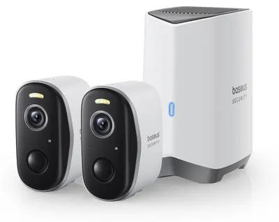 Immagine prodotto di Kit di monitoraggio esterno Baseus Security N1 Plus Dual 2K (2 telecamere) - Bianco