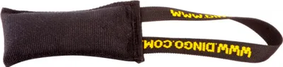 Immagine prodotto di Giocattolo per cani Dingo: salsiccia da mordere in cotone per agility con manico, da riportare, 27 cm x 8 cm, nero