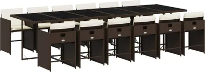 Produktbild von vidaXL 13-tlg. Garten-Essgruppe mit Kissen Braun Poly Rattan