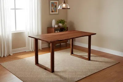Produktbild von Esstisch Baumkante massiv Akazie nussbaum 140 x 80 cm U-Gestell Holz nussbaum GRAZ