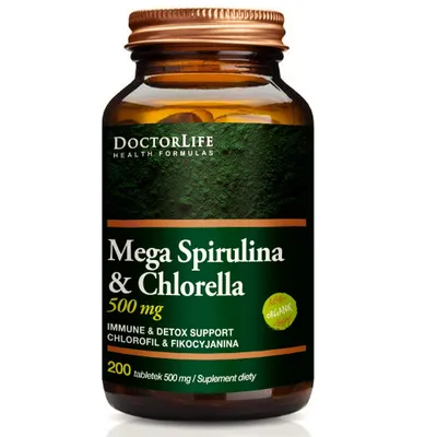 Obrázek produktu pro Doctor Life Mega Spirulina & Chlorella 500mg, 200 tabletek