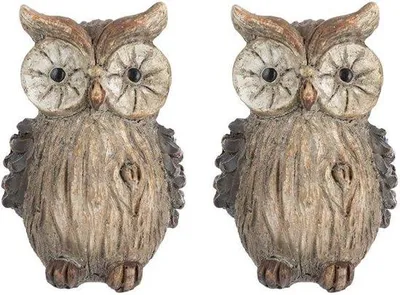 Image de Figurines décoratives de chouettes, 9 cm de haut, lot de 2