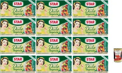 Produktbild von STAR il Mio Dado Vegetale, Mit 9 Gemüse, 20 Würfel, 12x 200 g, ohne Konservierungsstoffe, laktose -freier und glutenfrei. Ausgezeichneter Geschmack+ Italian Gourmet polpa 400g