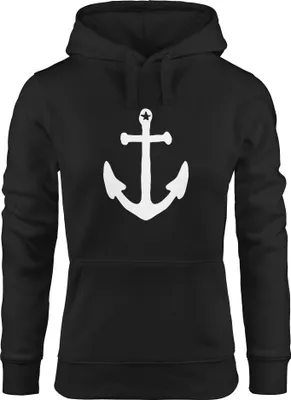 Produktbild von Hoodie Damen Anker Sweatshirt Kapuze Kapuzenpullover Moonworks® schwarz L