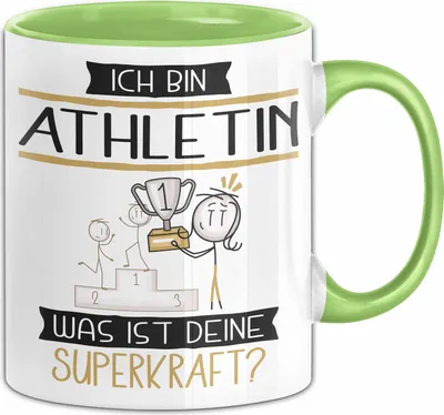 Produktbild von Athletin Geschenk Tasse Ich Bin Athletin Was Ist Deine Superkraft Geschenkidee Lustig Geburtstag Weihnachten (Grün)