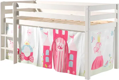 Produktbild von Spielbett >PINO< in Kiefer massiv weiß lackiert - 210x114x106 (BxHxT)