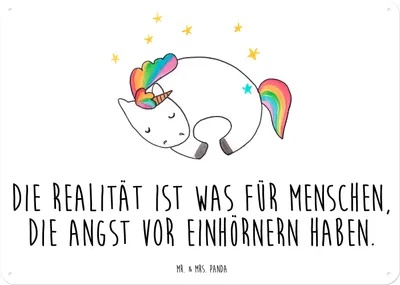 Produktbild von Mr. & Mrs. Panda tafel Einhorn Nacht DIN A5 - Weiß - Geschenk, Menschen, Schild, Türschild, Unicorn, Einhörner, Wandbild, wandtafel, Traum, Retro Blechschild