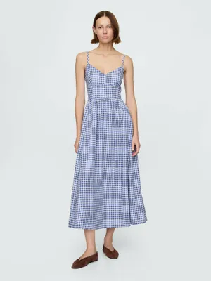 Produktbild von GAP Maxikleid ärmellos, atmungsaktiv, aus Leinen-Viskose mit verstellbaren Trägern, Blau, XXS