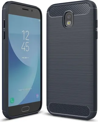 Produktbild von Samsung Galaxy J7 2017 TPU Case Carbon Fiber Optik Brushed Schutz Hülle Blau