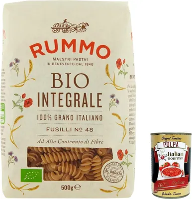 Produktbild von 10x Rummo Pasta Integrale Fusilli N. 48, Vollkornnudeln Nudeln Vollkorn Italienische Pasta 500g + Italian Gourmet polpa 400g