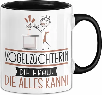 Produktbild von Vogelzüchterin Geschenk Tasse Becher Die Frau Die Allen Kann Geschenkidee für eine Vogelzüchterin Lustig (Schwarz)