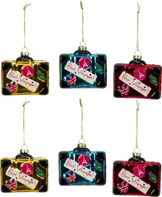 Produktbild von 6 Stück Koffer 8,4cm Glas Weihnachtshänger Geschenkanhänger Christbaumschmuck