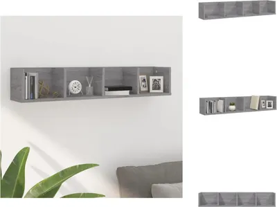 Zdjęcie produktu dla vidaXL Półka ścienna na CD szara Sonoma 100x18x18 cm materiał drewnopochodny - Półki ścienne