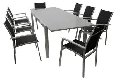 Produktbild von Sitzgruppe Gartengarnitur Tisch Stuhl 9-teilig Alu/Textil schwarz