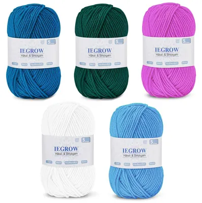 Image de Fil à crocheter, 250g (5 pelotes de 50g), acrylique, multicolore, pour aiguilles de 4 à 6 mm