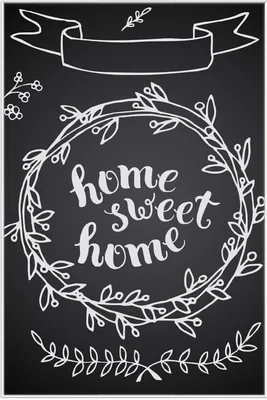Produktbild von Wallario Wandbild Home sweet Home Weiß auf Schwarz, Größe: 61 x 91,50 cm, Poster mit weißem Aluminiumrahmen