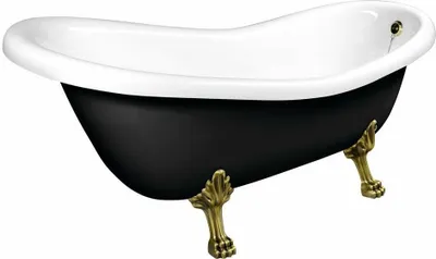 Produktbild von RETRO Freistehende Badewanne 167,5x76x71cm, Füße bronze, schwarz/weiß