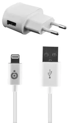 Image de Kit Chargeur USB A 1A + Câble USB A / Lightning 1m Blanc Bigben