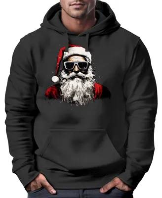 Produktbild von Hoodie Herren Weihnachten Weihnachtsmann Motiv Santa Claus Cool Ugly XMAS Sweater Kapuzenpulli Geschenk Männer Moonworks® schwarz L