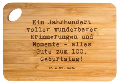 Produktbild von Mr. & Mrs. Panda Holzbrett Spruch 100. Geburtstag Erinnerungen - Transparent - Geschenk, Brett, Schneidebrett, herzliche Gratulation, schneidbrett, wunderbare, Liebevoll