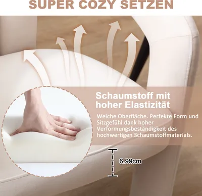 Image de LVHOM Chaise de salle à manger, lot de 2 chaises rembourrées en velours, chaise de cuisine avec dossier, chaise de salon, beige
