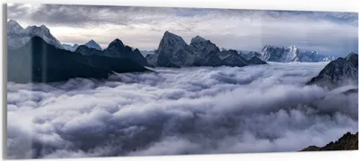 Produktbild von DEQORI Glasbild Echtglas 125x50 cm 'Wolkenberührung' Wandbild Bild modern Deko