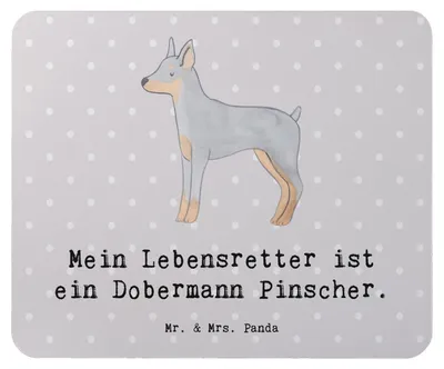 Produktbild von Mr. & Mrs. Panda Mauspad Dobermann Pinscher Lebensretter - Grau Pastell - Geschenk, computer mousepad, Mouse Pad, pc, mousematte