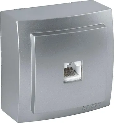 Produktbild von Netzwerkdose CAT6 Silber Aluminium-Optik – Aufputz IP20 Innen – Themis