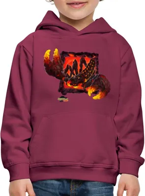 Produktbild von Spreadshirt Schleich Eldrador Lavaskorpion Kinder Premium Hoodie, 134/146 (9-11 Jahre), Bordeaux