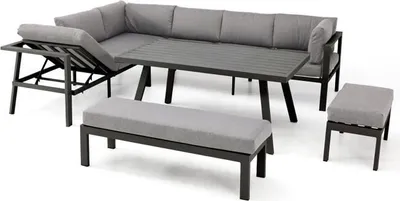 Image de Salon de jardin ANTALYA, 9 places, Aluminium, Gris anthracite, Coussins déhoussables