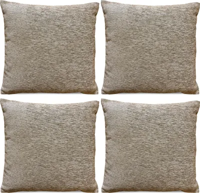 Imagen del producto de Juego de 4 fundas de cojín de 45x45 cm, color beige jaspeado, ideales como cojines decorativos suaves
