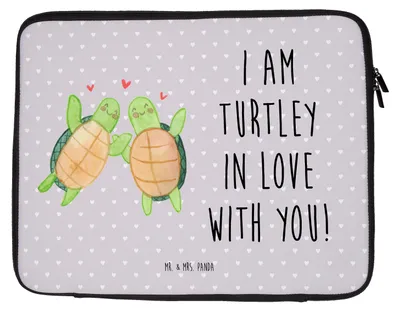 Produktbild von Mr. & Mrs. Panda Schutzhülle Laptop Schildkröten Paar 27 x 36 cm - Grau Pastell - Geschenk, für Partner, Tasche, Freundin, Hochzeitstag, Case, Hülle, Mitbringsel, Freund