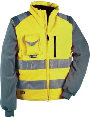 Produktbild von Cofra 2 in 1 Warnschutzjacke mit Fleeceärmel gelb 62