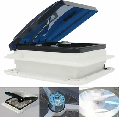 Obrázek produktu pro Střešní ventilace pro obytné automobily Výfukový ventilátor Střešní poklop Ventilace střešního okna s LED světly 28 * 28 cm