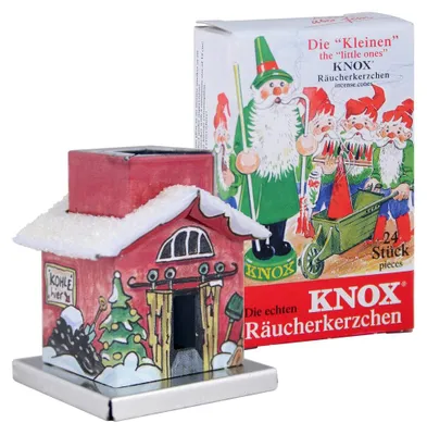 Zdjęcie produktu dla KNOX - Miniaturowy domik do palenia kadzideł - "Mały" - urządzenie do podgrzewania - z mieszanką kolorowych kadzideł - 24 sztuki - rozmiar S (mały)