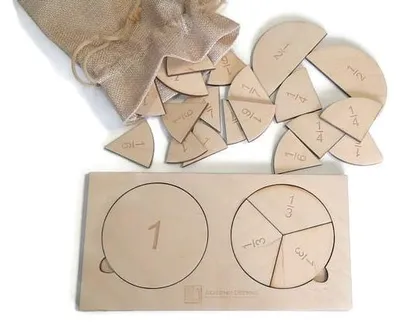 Produktbild von Brüche – Lernpuzzle aus Holz Lernset