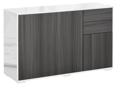 Immagine prodotto di Mobile Credenza 2 Ante 2 Cassetti 117x36x74 cm in Legno Bianco e Grigio Scuro