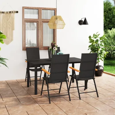 Image de Maison Exclusive - Ensemble de salon de jardin 5 pièces, noir et marron
