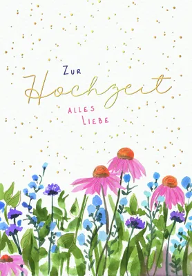 Produktbild von Hochzeit Karte mit Briefumschlag Blumen und Blätter