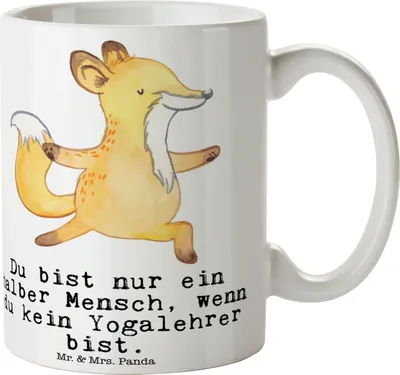 Produktbild von Mr. & Mrs. Panda Kaffeetasse Yogalehrer Herz - Weiß - Geschenk, Becher, Trinkbecher, Bürotasse, Tasse mit Spruch